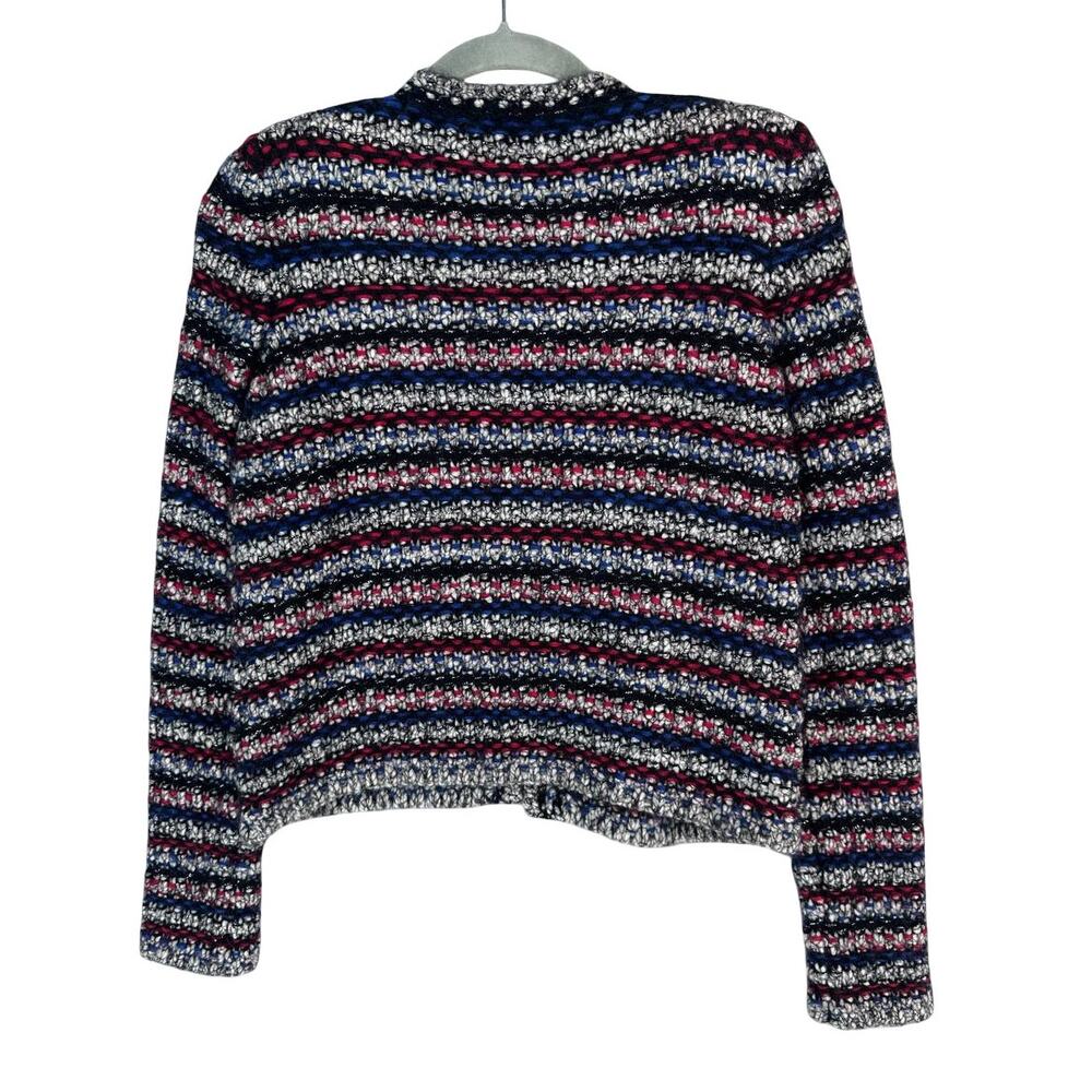 Isabel Marant Barte Bouclé Knit Crop Jacket FR 38 Black Blue Red Cardigan - Picture 4 of 10